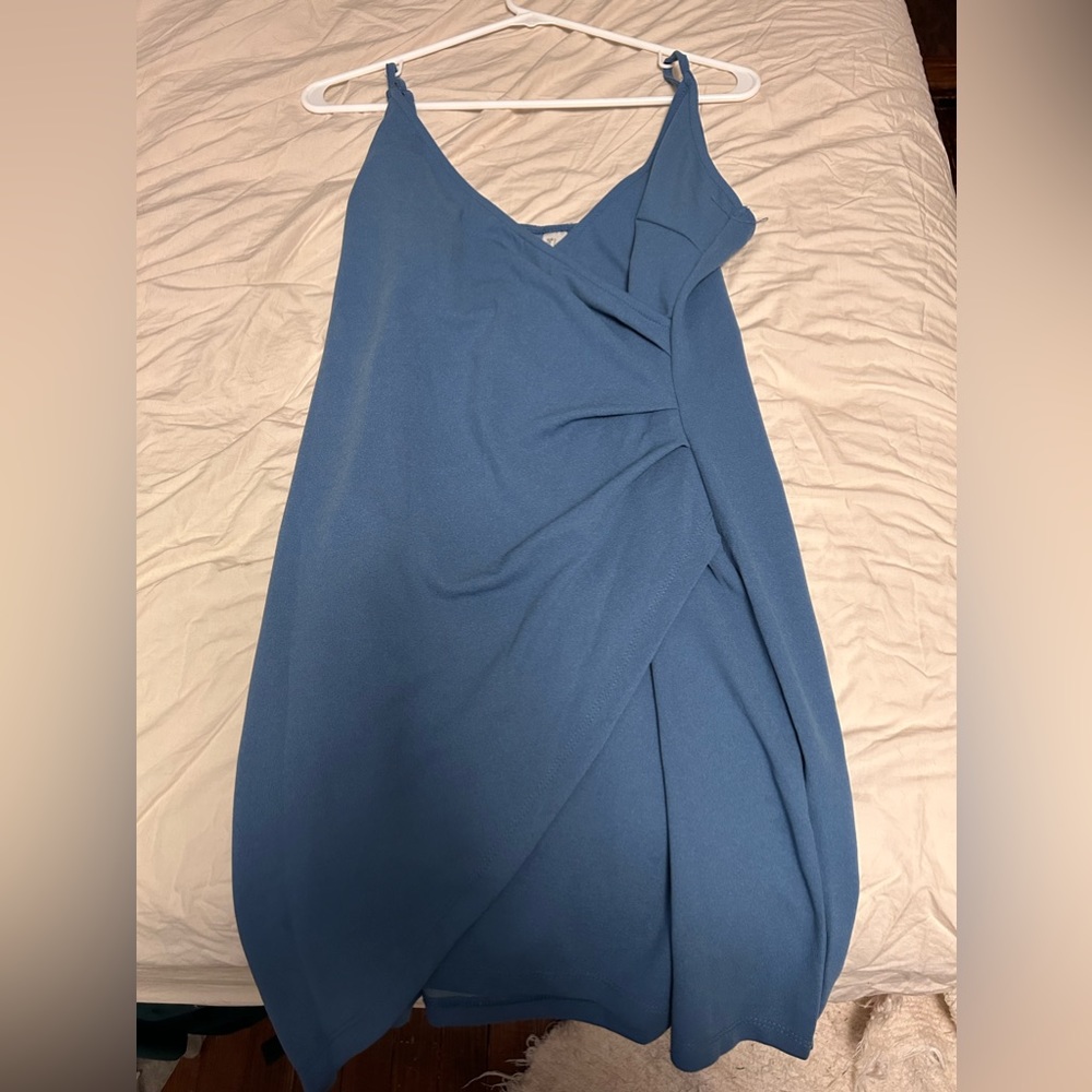 Light blue mini wrapped dress
